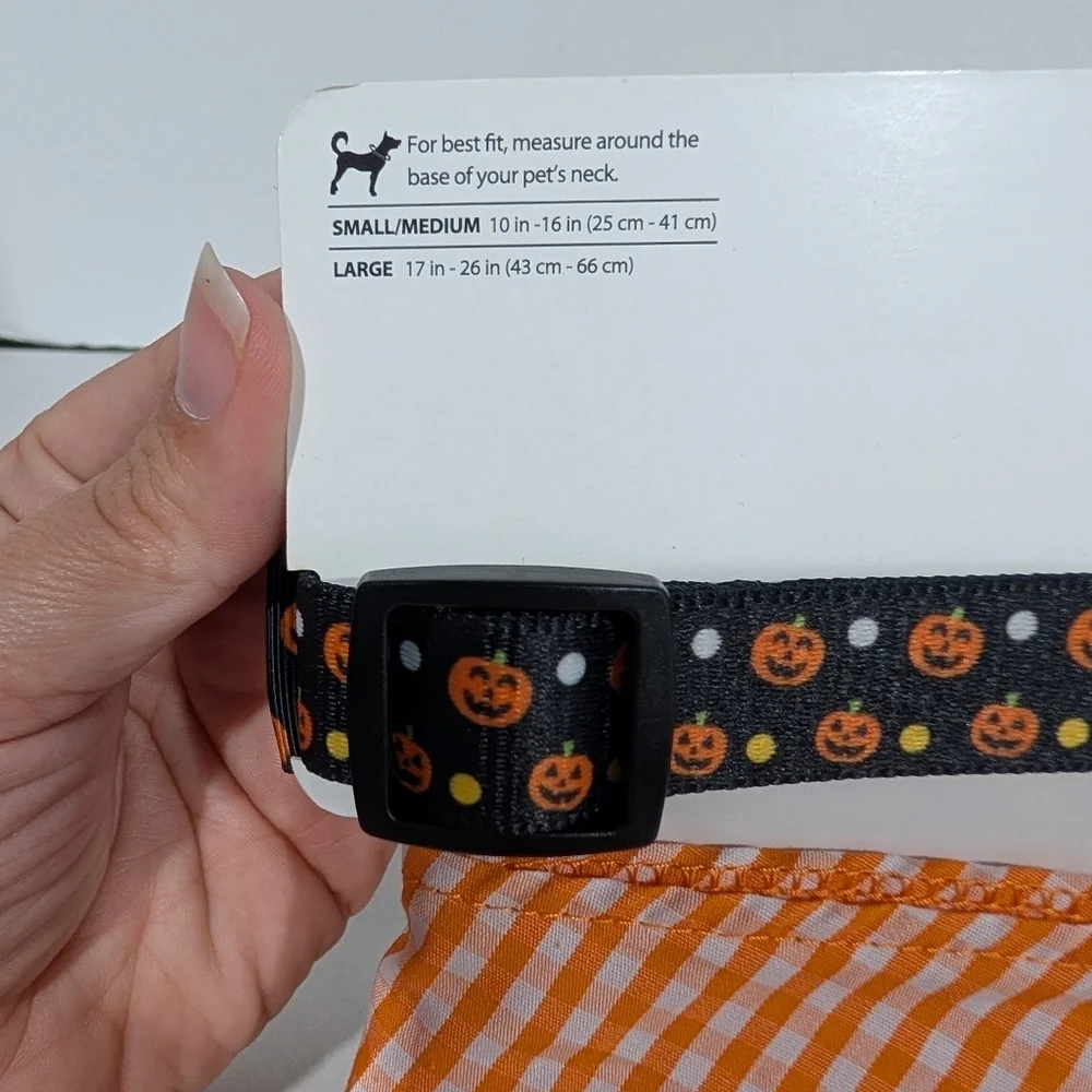 NWT Simply Dog Halloween Collar & Bandana Set - Orange and Black